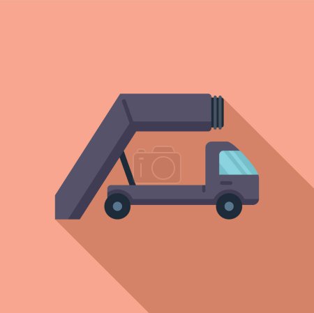Illustration for Airport ground support icon flat vector. Truck equipment. Runway bus - Royalty Free Image