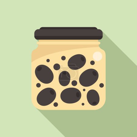 Illustration for Canned olives icon flat vector. Food pickle. Can product - Royalty Free Image