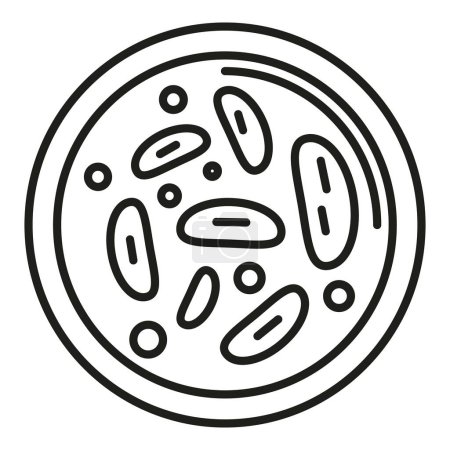 Téléchargez les illustrations : Micro icône bactérienne contour vecteur. Boîte de Pétri. Virus médical - en licence libre de droit