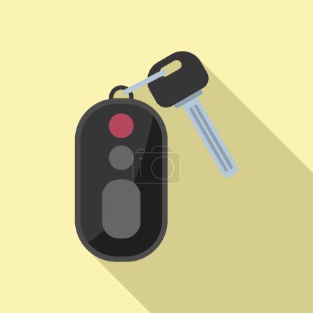 Illustration for Ride car key icon flat vector. Vehicle button. Unlock mobile - Royalty Free Image