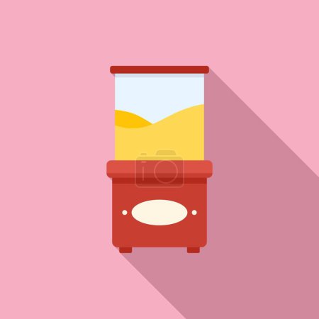 Illustration for Electric popcorn machine icon flat vector. Corn seller. Food stand - Royalty Free Image