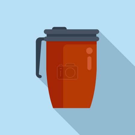 Illustration for Thermo cup icon flat vector. Coffee mug. Water tea - Royalty Free Image