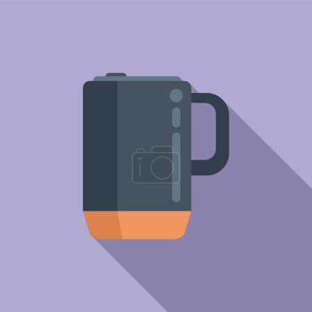 Illustration for Lid thermo cup icon flat vector. Coffee mug. Flask travel - Royalty Free Image