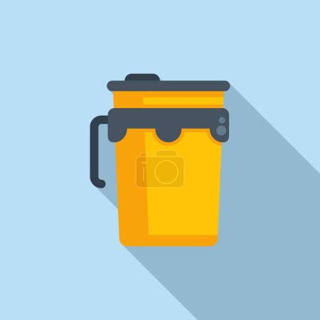 Illustration for Tea thermo cup icon flat vector. Coffee mug. Tumbler vacuum - Royalty Free Image