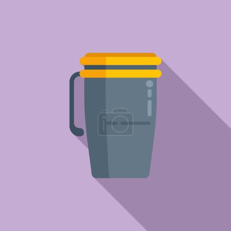 Illustration for Cafe thermo cup icon flat vector. Coffee travel. Flask recycle - Royalty Free Image