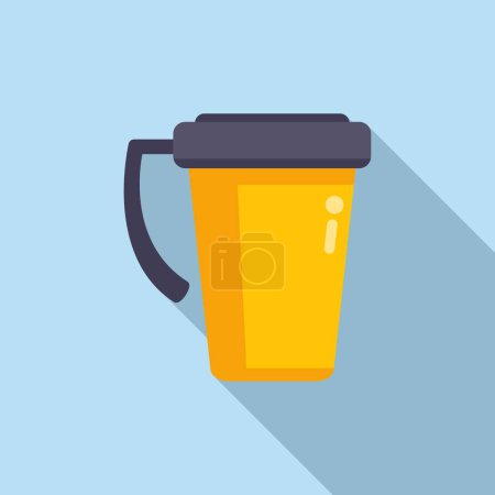 Illustration for Silver thermo cup icon flat vector. Coffee mug. Flask travel - Royalty Free Image