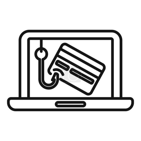 Laptop-Daten Phishing-Symbol Umrissvektor. Hacker-Virus. Computerbedrohung
