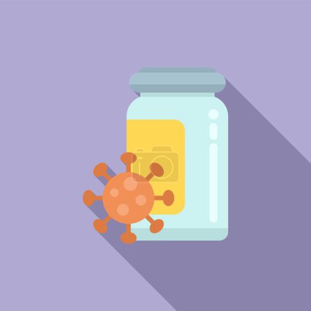 Illustration for Strong virus icon flat vector. Bacteria drug. Food pill - Royalty Free Image