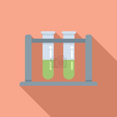 Illustration for Medical test tube icon flat vector. Disease bacteria. Pill bacterial - Royalty Free Image