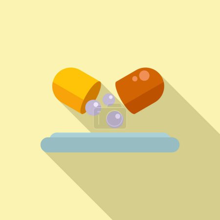 Illustration for Immune pill icon flat vector. Bacteria drug. Medical microbe - Royalty Free Image