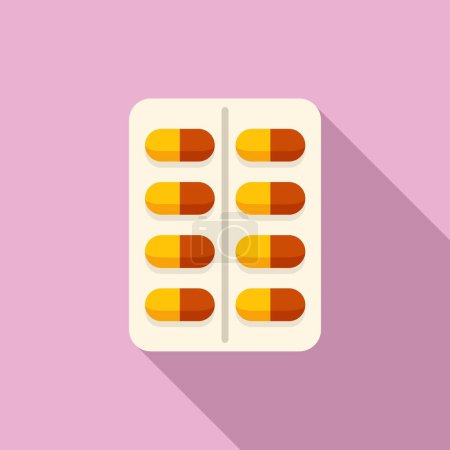 Illustration for Pill blister icon flat vector. Bacteria resistant. Medical immune - Royalty Free Image