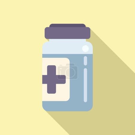 Illustration for Medical bottle icon flat vector. Bacteria drug. Pill food - Royalty Free Image