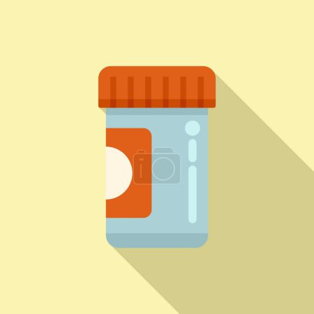 Illustration for Pill bottle icon flat vector. Disease drug. Resistand virus - Royalty Free Image