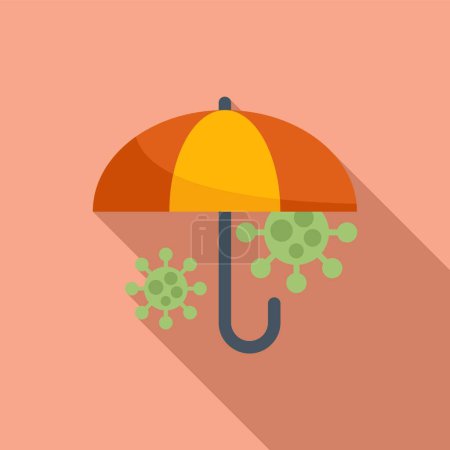 Illustration for Virus protection umbrella icon flat vector. Drug medicine. Medical immune - Royalty Free Image