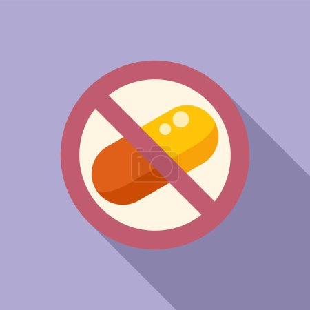 Illustration for No drugs icon flat vector. Bacteria drug. Antibiotic disease - Royalty Free Image