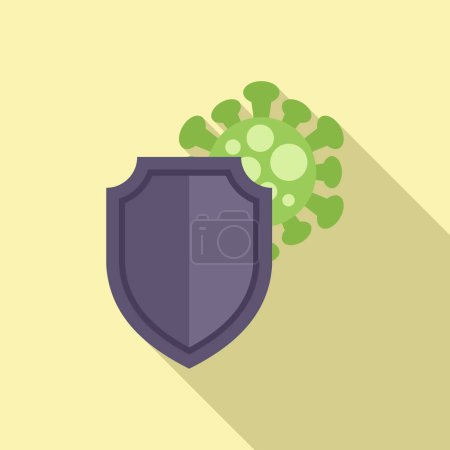 Illustration for Antibiotic shield icon flat vector. Bacteria drug. Virus resistant - Royalty Free Image