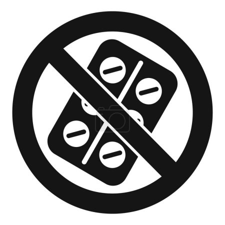 Illustration for No medical pill icon simple vector. Disease drug. Bad strong - Royalty Free Image