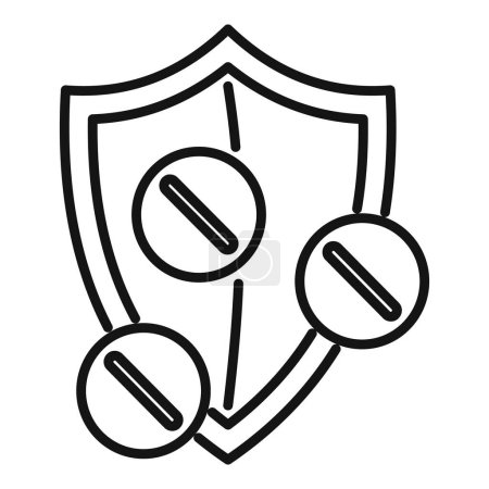 Illustration for Pill secured icon outline vector. Bacteria drug. Virus resistant - Royalty Free Image