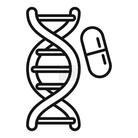 Illustration for Antibiotic dna resistance icon outline vector. Bacteria drug. Pill monster - Royalty Free Image