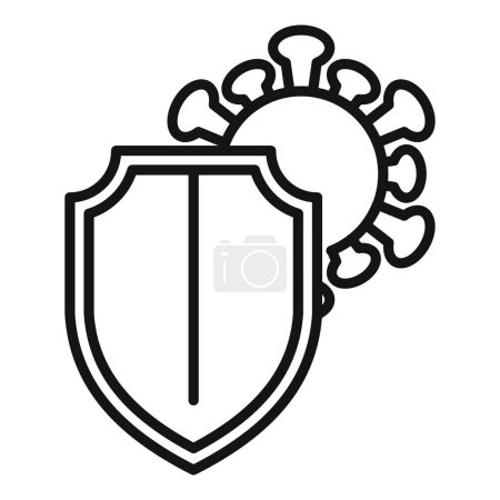 Illustration for Antibiotic shield icon outline vector. Bacteria drug. Virus resistant - Royalty Free Image