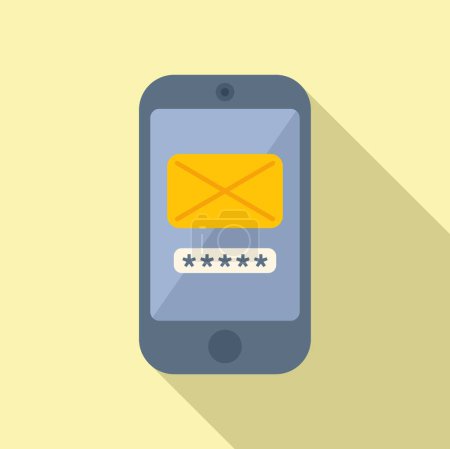 Illustration for Mail password protection icon flat vector. Personal mobile. Screen reset - Royalty Free Image