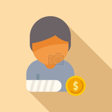 Illustration for Hospital compensation icon flat vector. Money benefit. Support work - Royalty Free Image