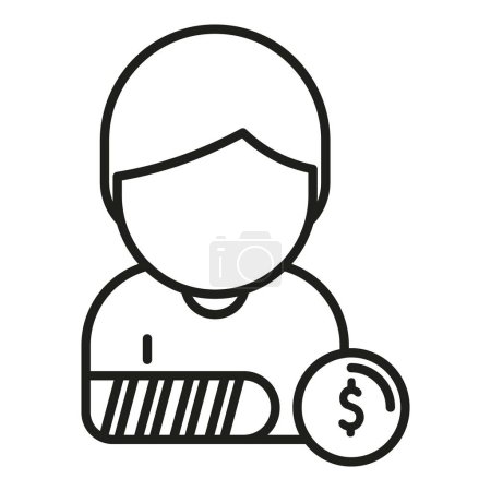 Illustration for Hospital compensation icon outline vector. Money benefit. Support work - Royalty Free Image