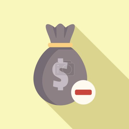 Illustration for Money bag service icon flat vector. Error card. Failed pay - Royalty Free Image