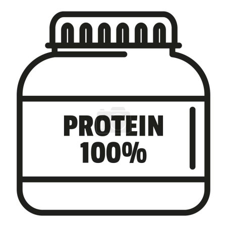 Téléchargez les illustrations : Vecteur de contour d'icône de poudre de protéine. Nutriment alimentaire. Alimentation vitaminique - en licence libre de droit