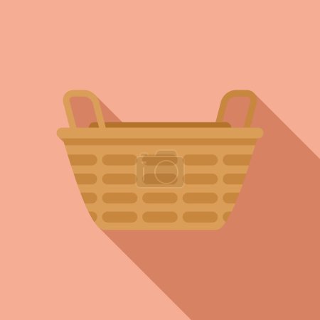 Illustration for Empty basket icon flat vector. Picnic straw. Market box - Royalty Free Image