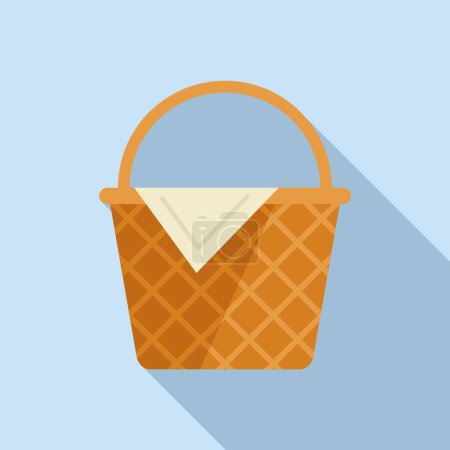 Illustration for Design basket icon flat vector. Picnic hamper. Market woven - Royalty Free Image