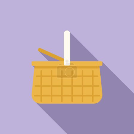 Illustration for Bamboo basket icon flat vector. Picnic wicker. Empty design - Royalty Free Image