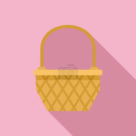 Illustration for Weave basket icon flat vector. Picnic hamper. Handle box - Royalty Free Image
