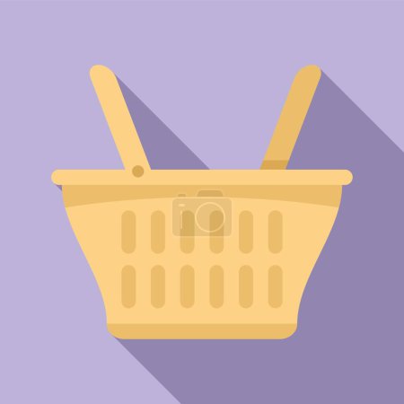 Illustration for Wood basket icon flat vector. Picnic straw. Woven camping - Royalty Free Image