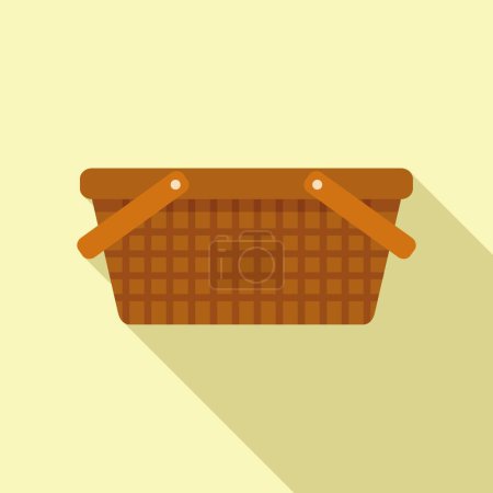 Illustration for Texture basket icon flat vector. Picnic straw. Handle market - Royalty Free Image