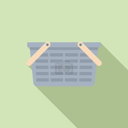 Illustration for Market basket icon flat vector. Picnic hamper. Woven handle - Royalty Free Image