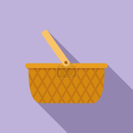 Basket container icon flat vector. Picnic wicker. Empty basket