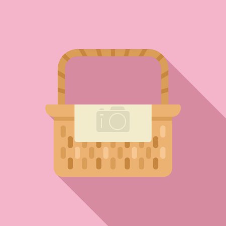 Illustration for Weekend basket icon flat vector. Wicker picnic. Natural market - Royalty Free Image