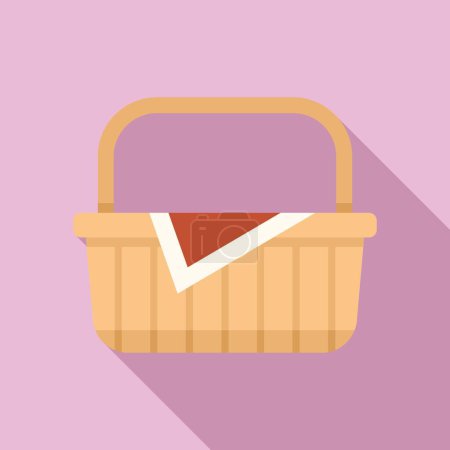 Illustration for Milk basket icon flat vector. Picnic bag. Handle market - Royalty Free Image