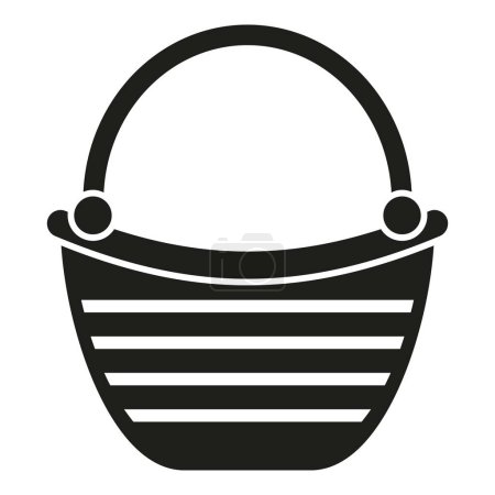 Illustration for Summer basket icon simple vector. Straw bag. Natural design - Royalty Free Image