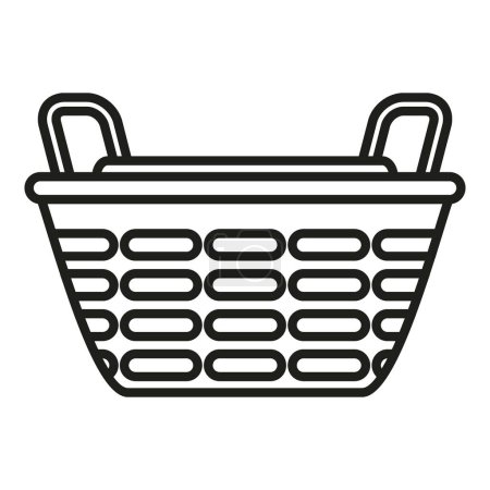 Illustration for Small basket icon outline vector. Wicker hamper. Handle design - Royalty Free Image