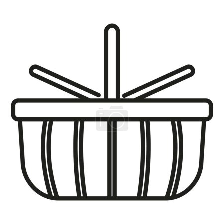 Illustration for Food basket icon outline vector. Empty bag. Natural handle - Royalty Free Image