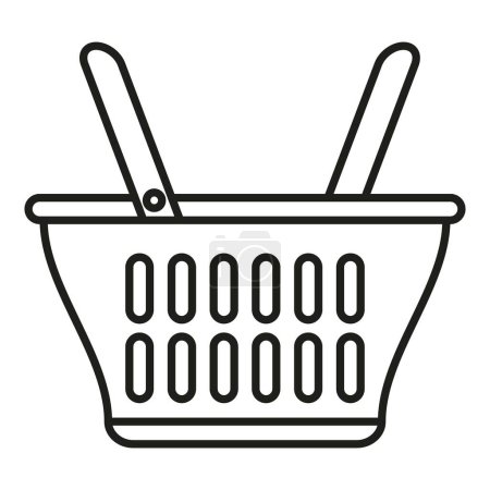 Illustration for White basket icon outline vector. Wicker straw. Handle design - Royalty Free Image