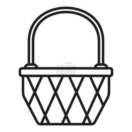 Illustration for Texture basket icon outline vector. Picnic straw. Handle market - Royalty Free Image