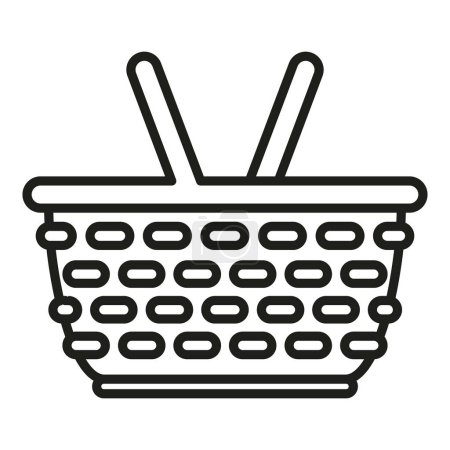 Illustration for Long handle basket icon outline vector. Picnic bag. Empty design - Royalty Free Image