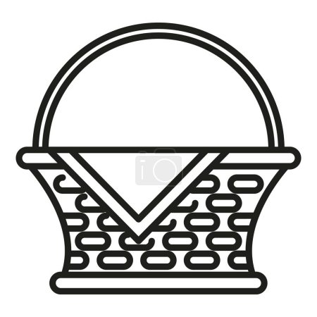 Illustration for Natural wood basket icon outline vector. Picnic bag. Wooden market - Royalty Free Image