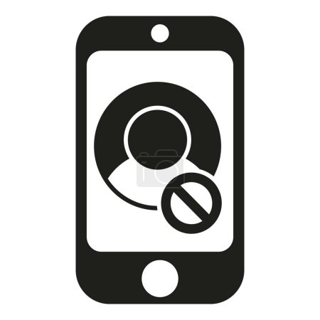 Ilustración de Smartphone icono de prohibición de usuario simple vector. Expulsión web. Correo del dispositivo - Imagen libre de derechos