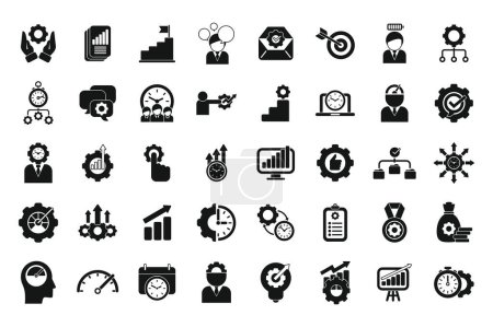 Productivity icons set simple vector. Increase production. Work quality