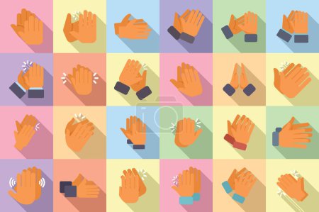 Illustration for Handclap icons set flat vector. Acclaim body. Cheer clapping - Royalty Free Image