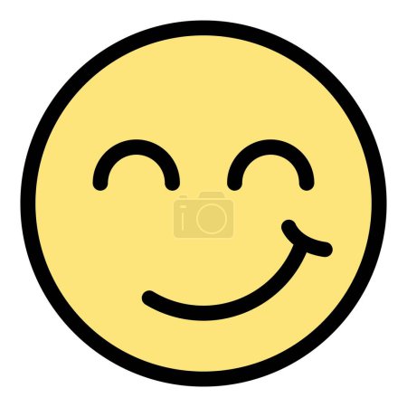 Ilustración de Icono de sonrisa pacífica. Esquema Icono de vector de sonrisa pacífica para el diseño web aislado en color de fondo blanco plano - Imagen libre de derechos